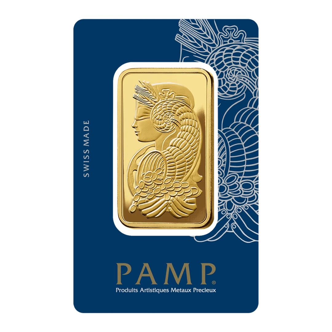 LADY FORTUNA™ GOLD MINTED BAR (50g) front