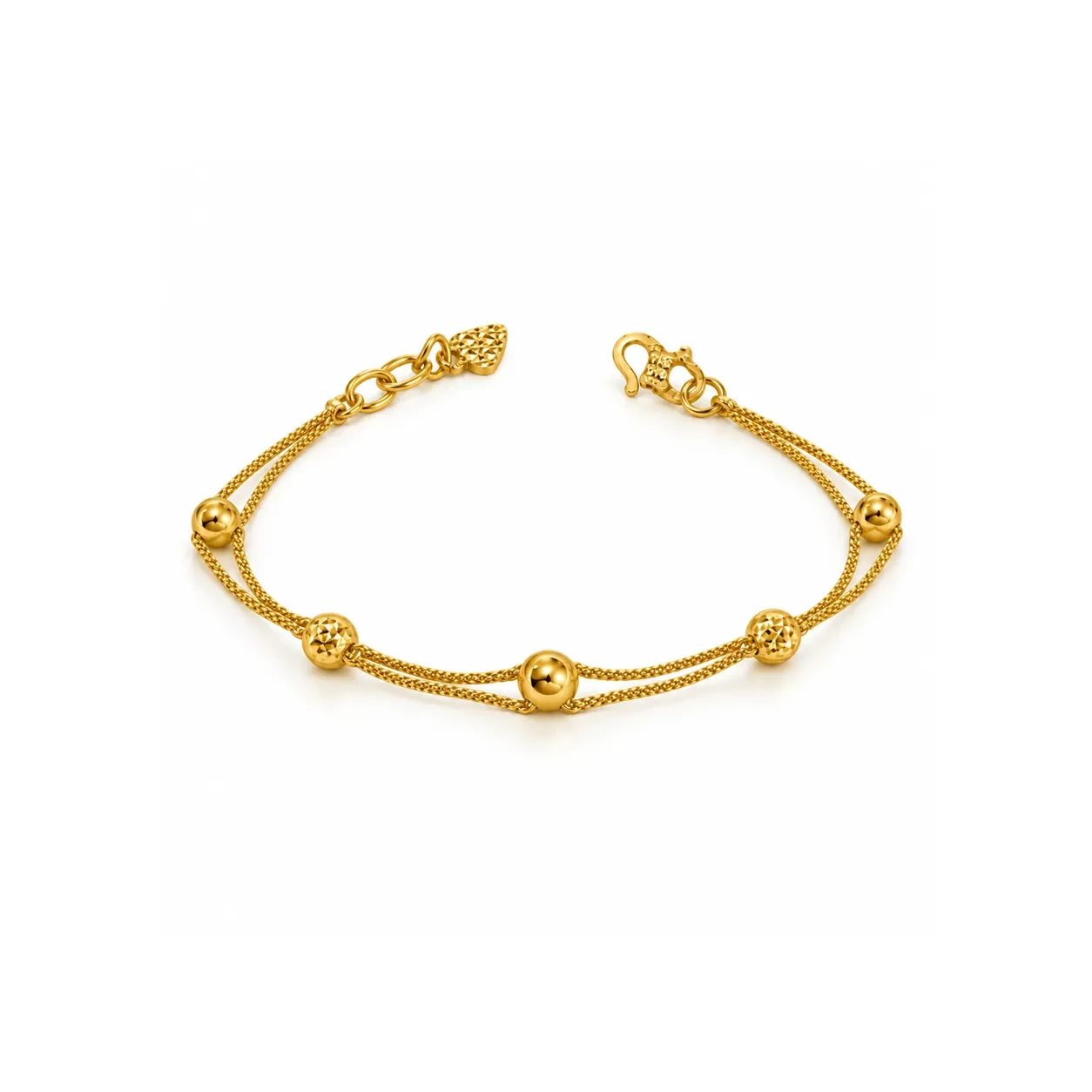 Double Chain Bead Bracelet — 916 gold bracelet