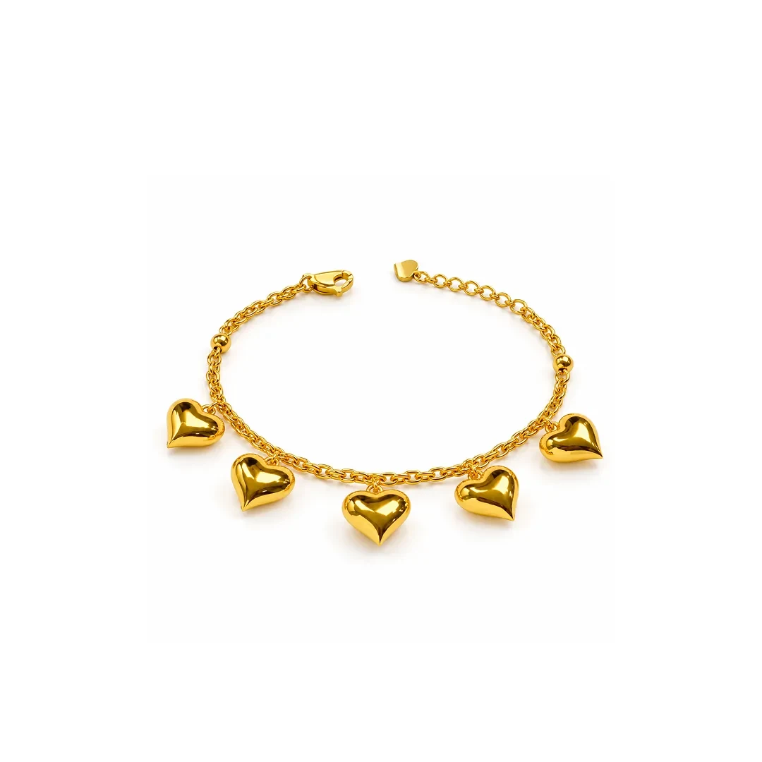 Puffy Heart Bracelet — 916 gold bracelet