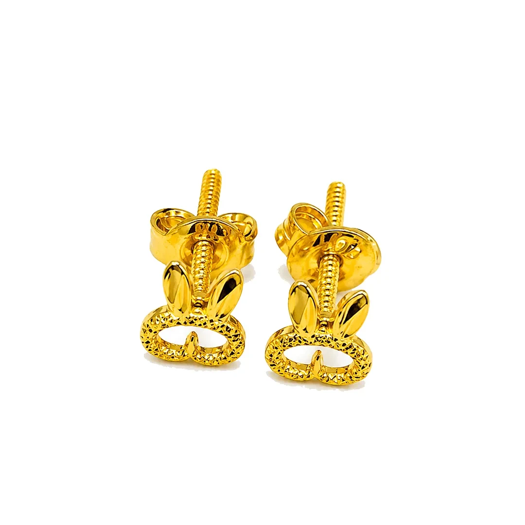 Bunny Stud Earrings — 916 gold earrings