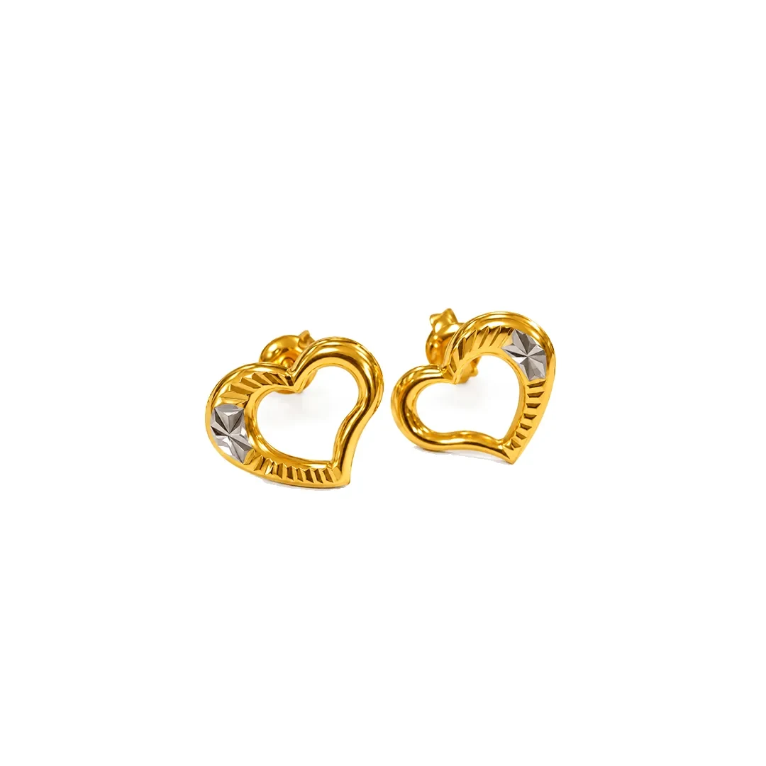 Heart Stud Earrings — 916 gold earrings