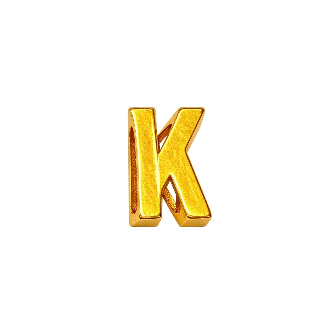 Alphabet K Charm — 916 gold pendant