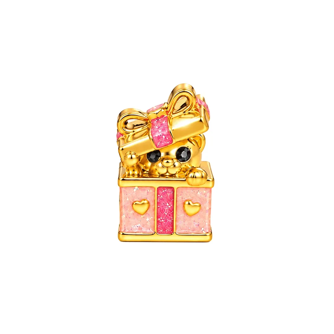 Teddy Bear Surprise Gift Charm — 916 gold pendant