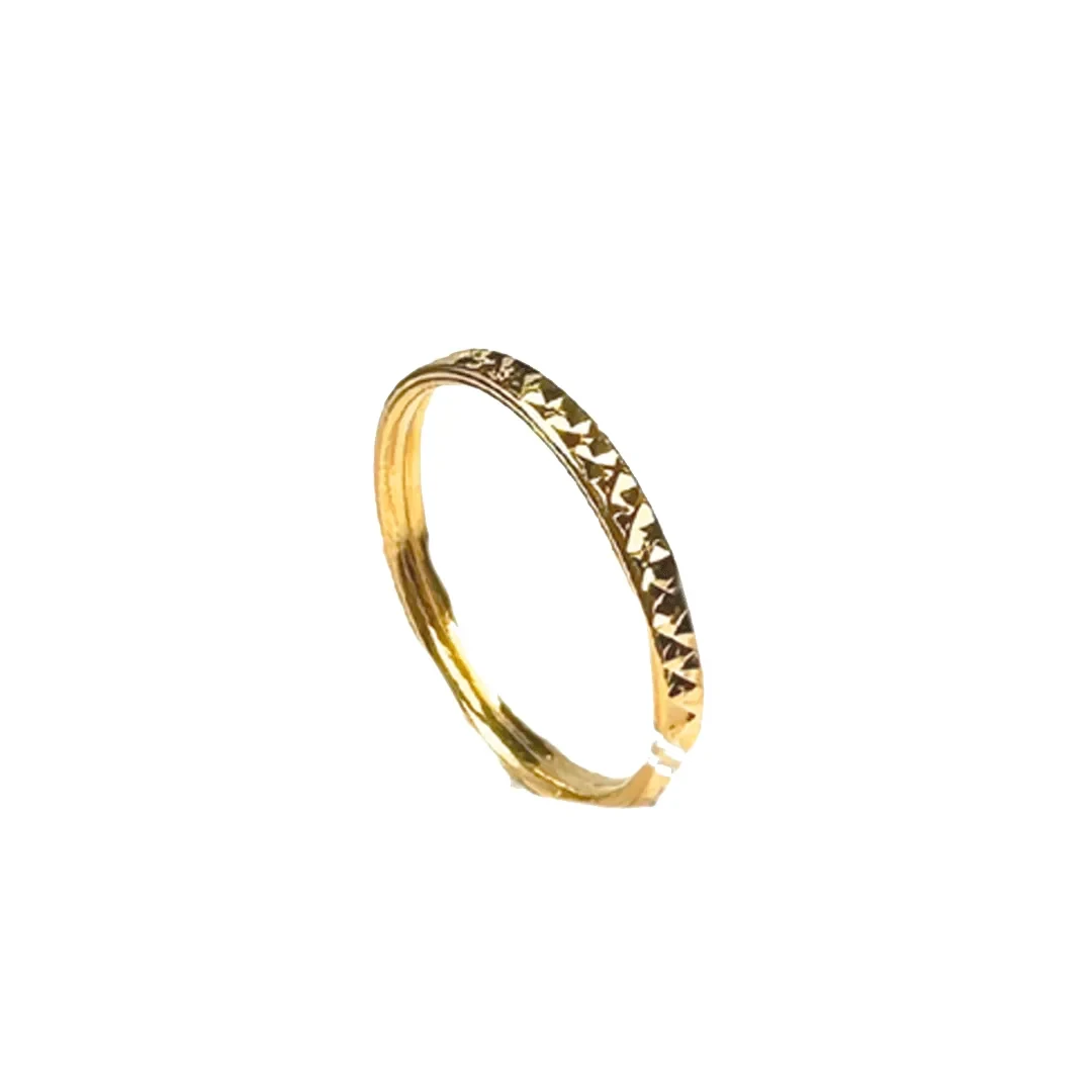 GOLDFINCH | Round Shape with Diamond Design Ring 916 - R00239 — 916 gold ring