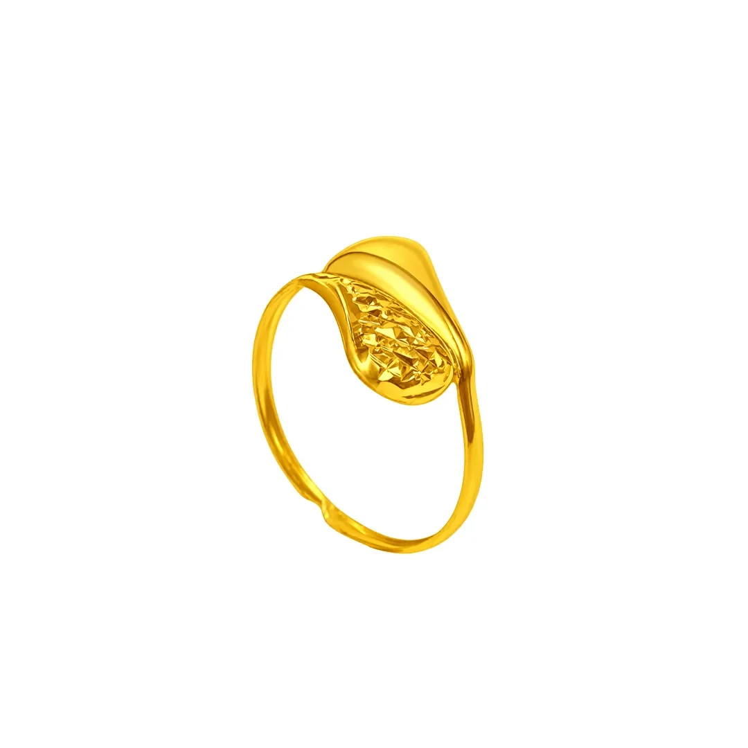 Textured Crossover Ring — 916 gold ring
