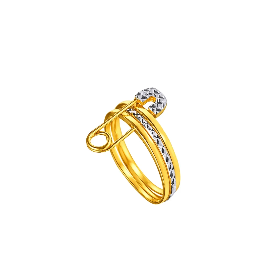 Safety Pin Chrome Ring — 916 gold ring
