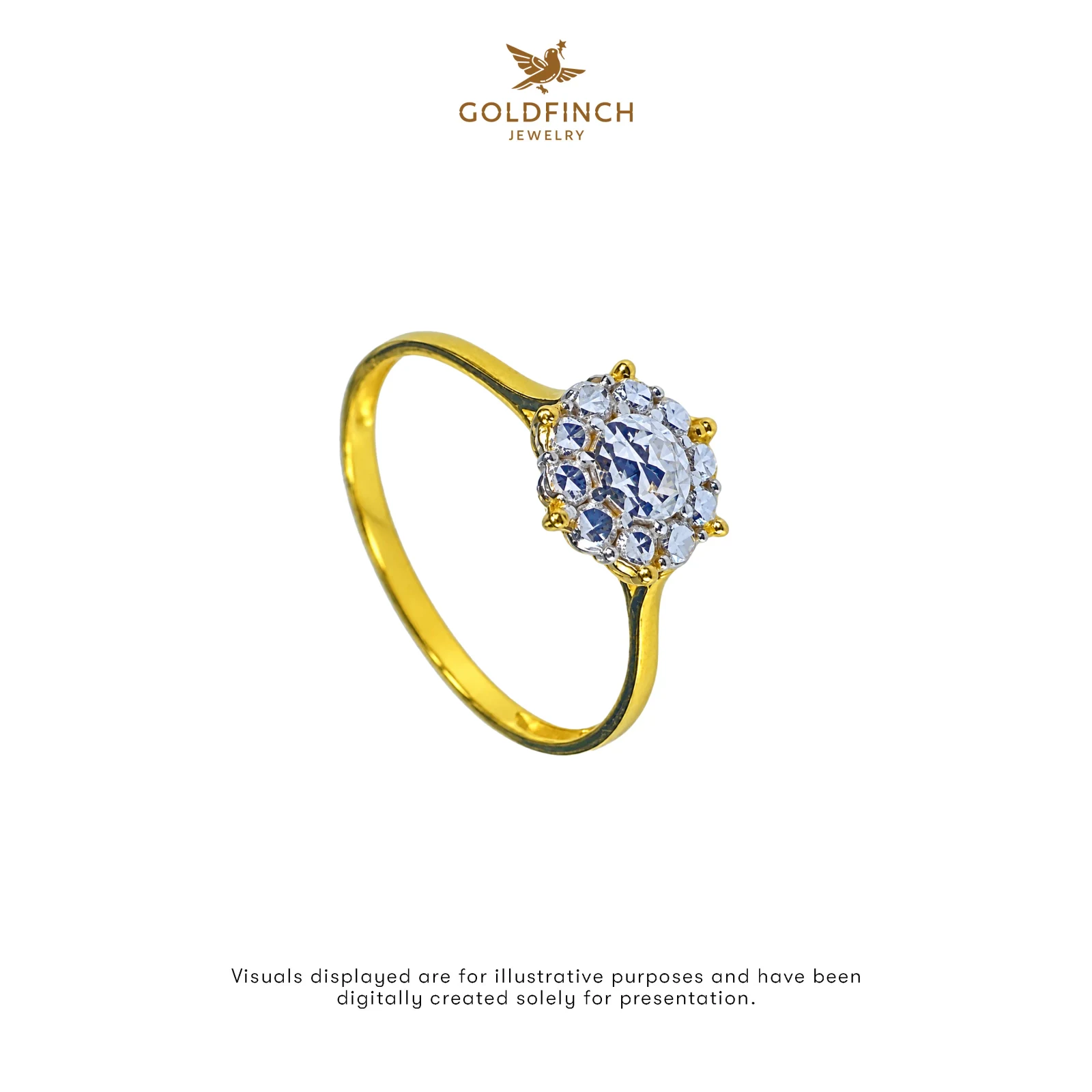 GOLDFINCH | Gold with Chrome Rings (Not Diamond) 916 - R01240 — 916 gold ring