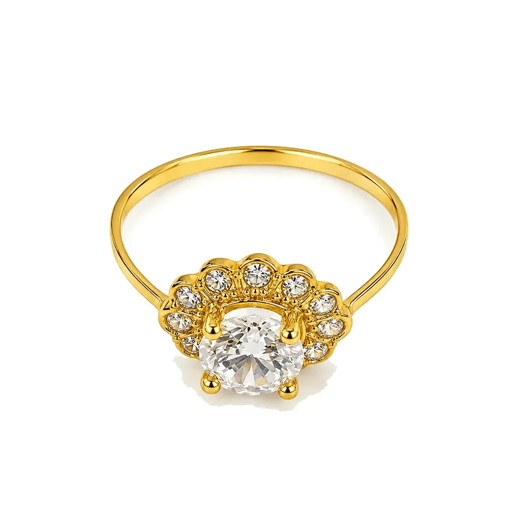 Boba Flower Ring 375 - RS00004 — gold ring